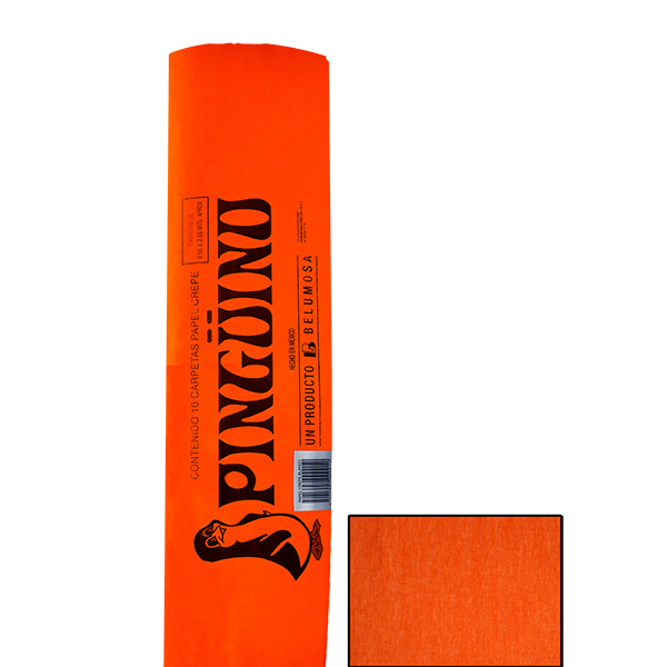 PAPEL CREPE PINGUINO NARANJA FLUOR. 45 PZA